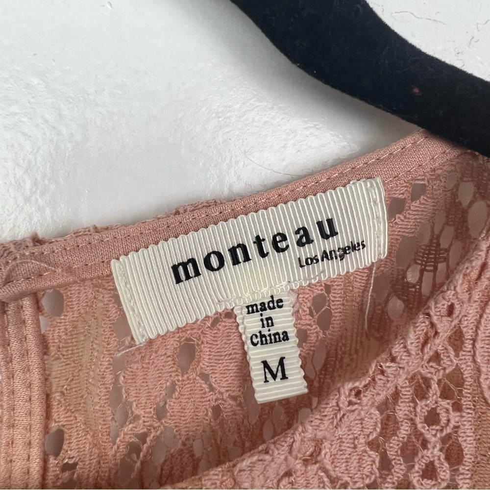 Monteau Peachy Pink Floral Lace Mini Dress Juniors Medium - Picture 7 of 8